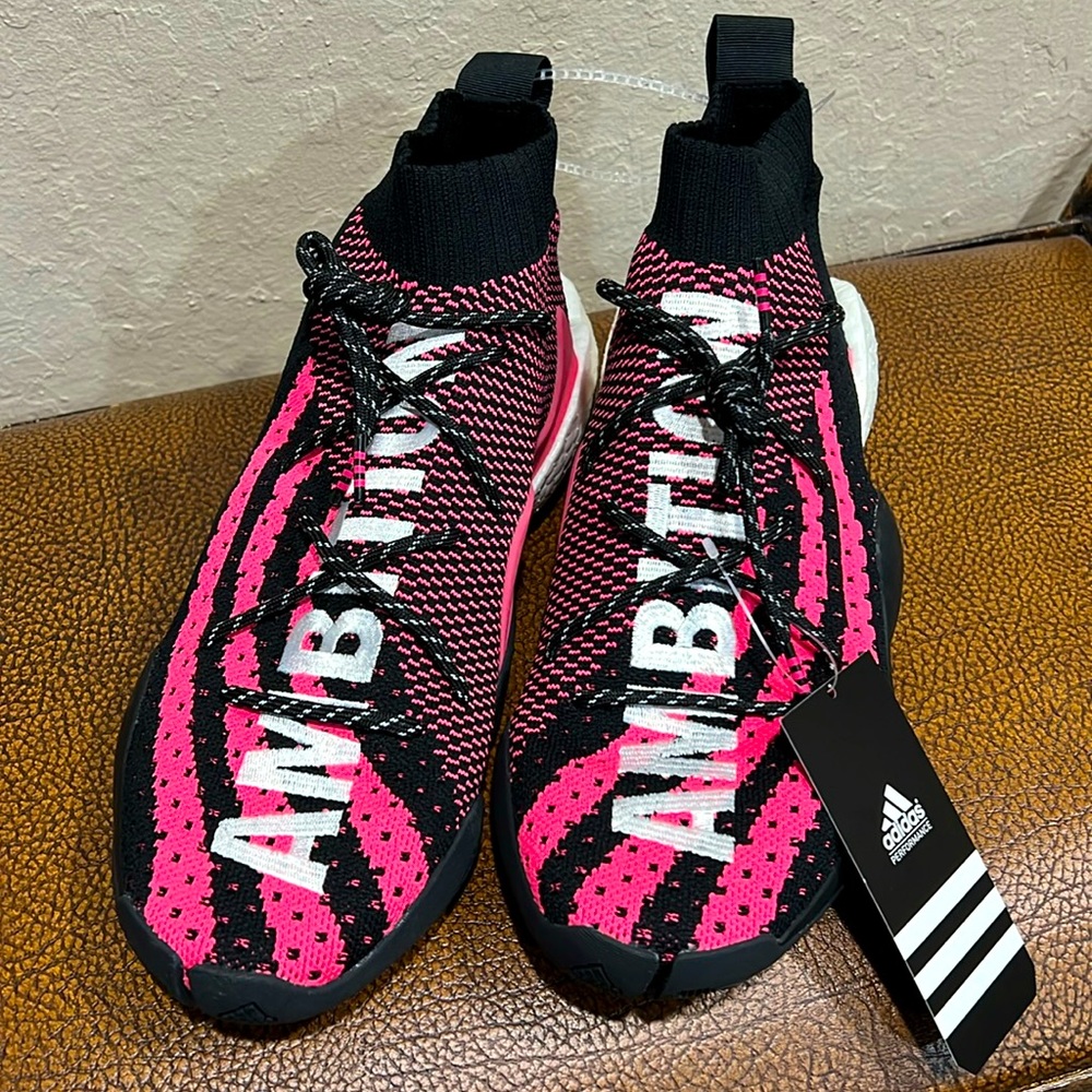 New Adidas Performance Crazy BYW Pharrell Williams Ambition Pink & Black Sneaker